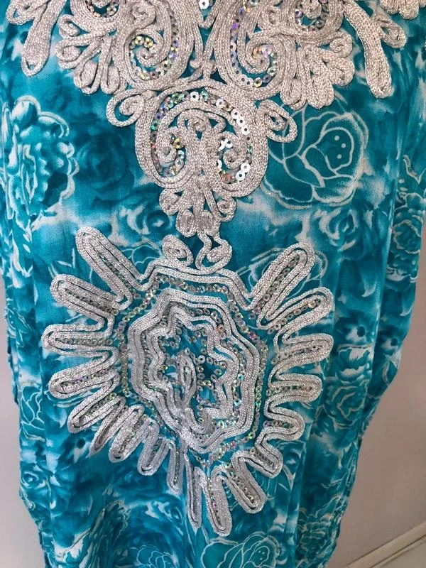 Turquoise embroidered djellaba / caftan-style maxi dress – One Size – photo 5